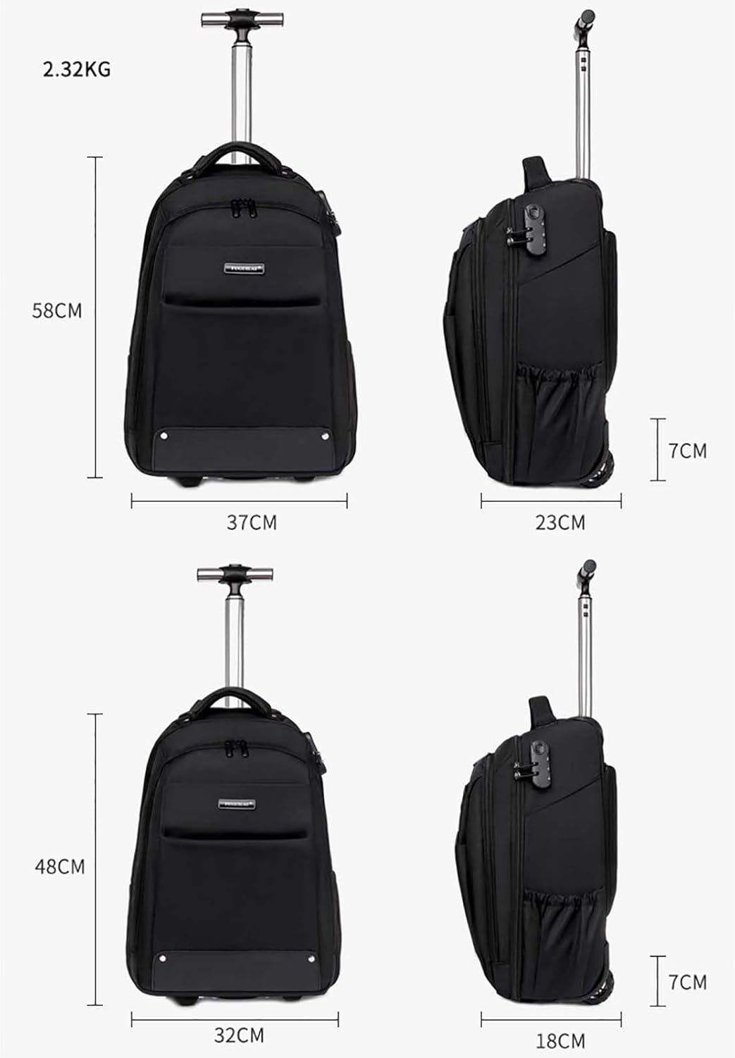 LeeDee 2WAYキャリーバッグ キャスター付き、ブラック、軽量