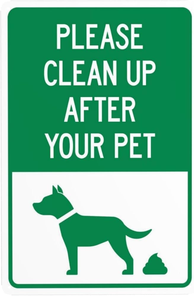 Please Clean Up After Your Pet With Dog Pooping Warning Sign Clean Up Dog Poop Security Metal Signs For Business Home Outdoor Indoor Street Wall Safety Caution Decor Gift For Women Men 8x12 Inch