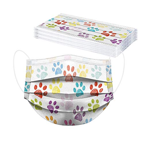 50Pc Personalized Disposable Face_Mask With Animal Patterned Designs For Women Adults Cat Dog Paw Printed Paper_Mask (18-Animal Paw Print) #TOP2