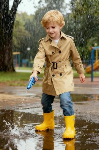 Image of Betusline Boys Waterproof Trench Coat Double Breasted Classic Belted Outwear Jacket Dress Coats