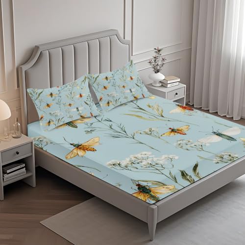 Housse de couette 240 x 260 fleurs réversible en microfibre douce parure rustique 3 pièces - 6