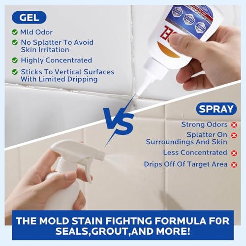 Image of VONT Mold Stain Remover Gel :Use on Washing Machine Gasket,Sink,Shower and Bathroom Grout - Front Load Washer Cleaning Solution,Heavy Duty Stain (200 ml)