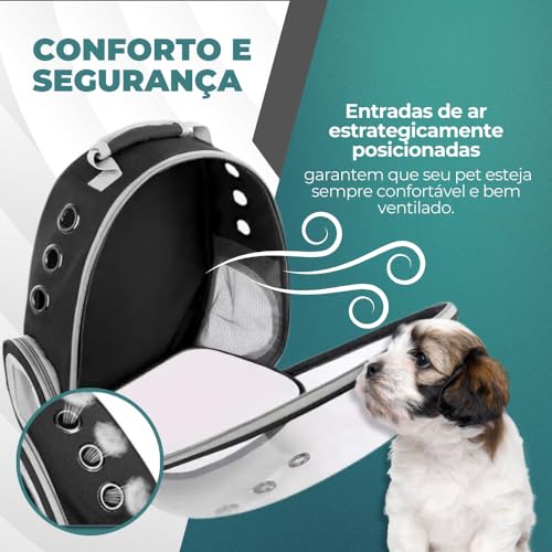 Mochila Bolsa Pet Cachorro Gato Visão Panorâmica Astronauta Com Ventilação Para Transporte Passeio E