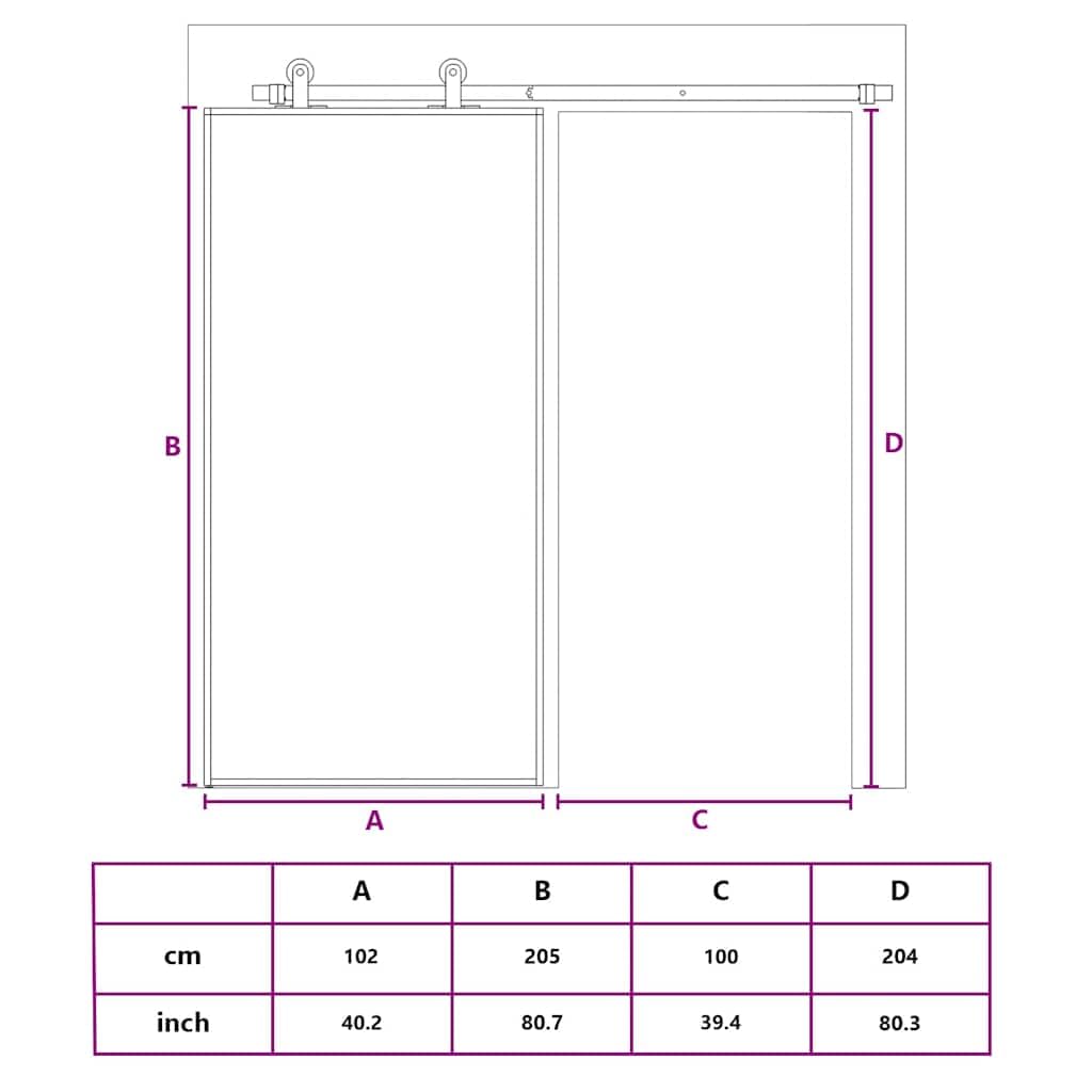 vidaXL Porta Scorrevole in Vetro ESG e Alluminio 102x205 cm Nera