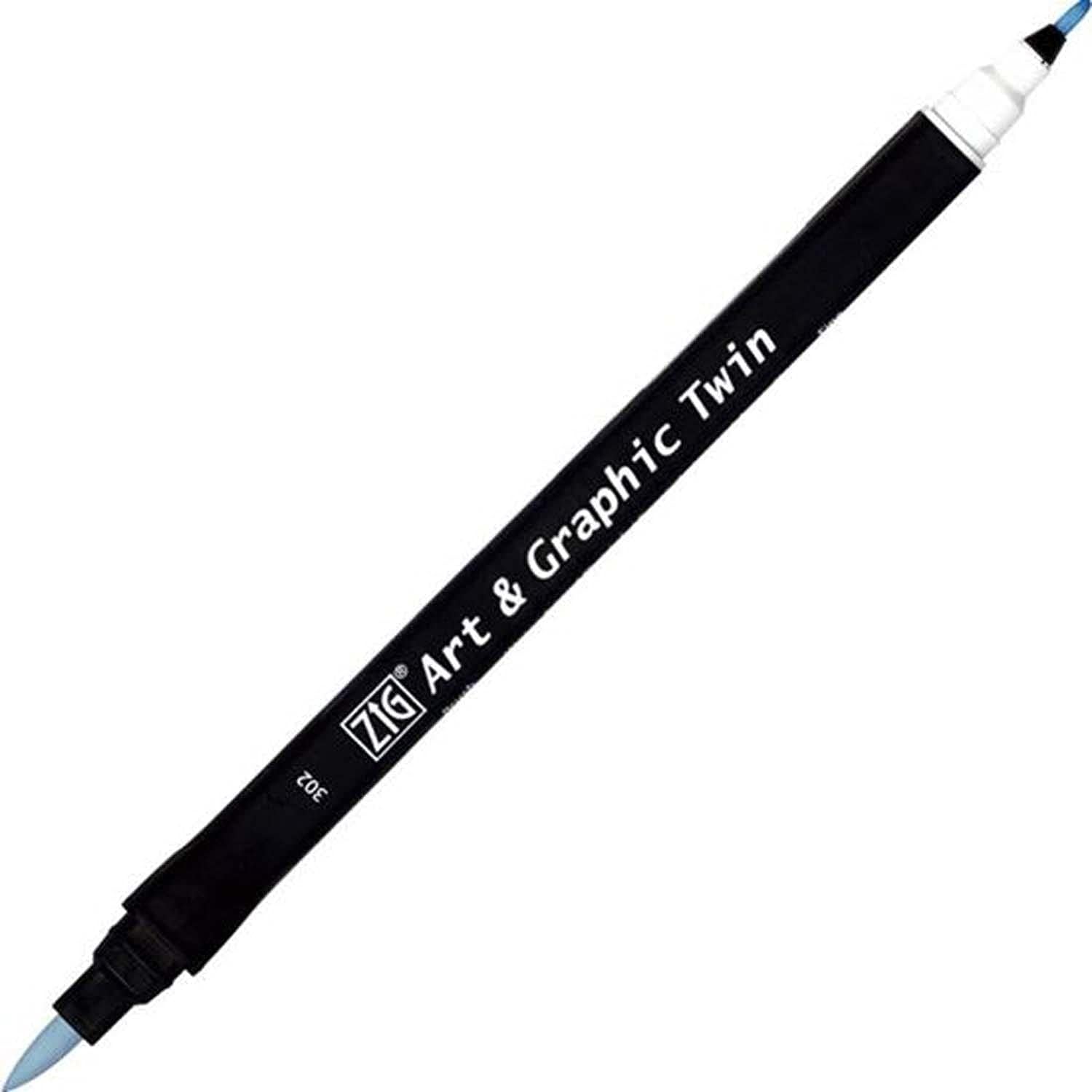 Zig Art and Graphic Twin Tip Brush Marker Pen 302 Pastel Blue