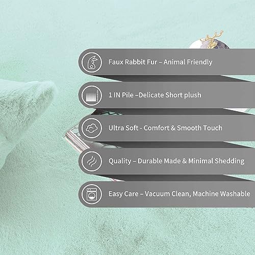 Image of Luxe Home Rabbit Fur Soild Bath Mat Super Soft, Anti-Slip, Washable, Rectangle, for Bathroom Door Mate, Bedroom Door Mats (Lime, 45x75 cm)