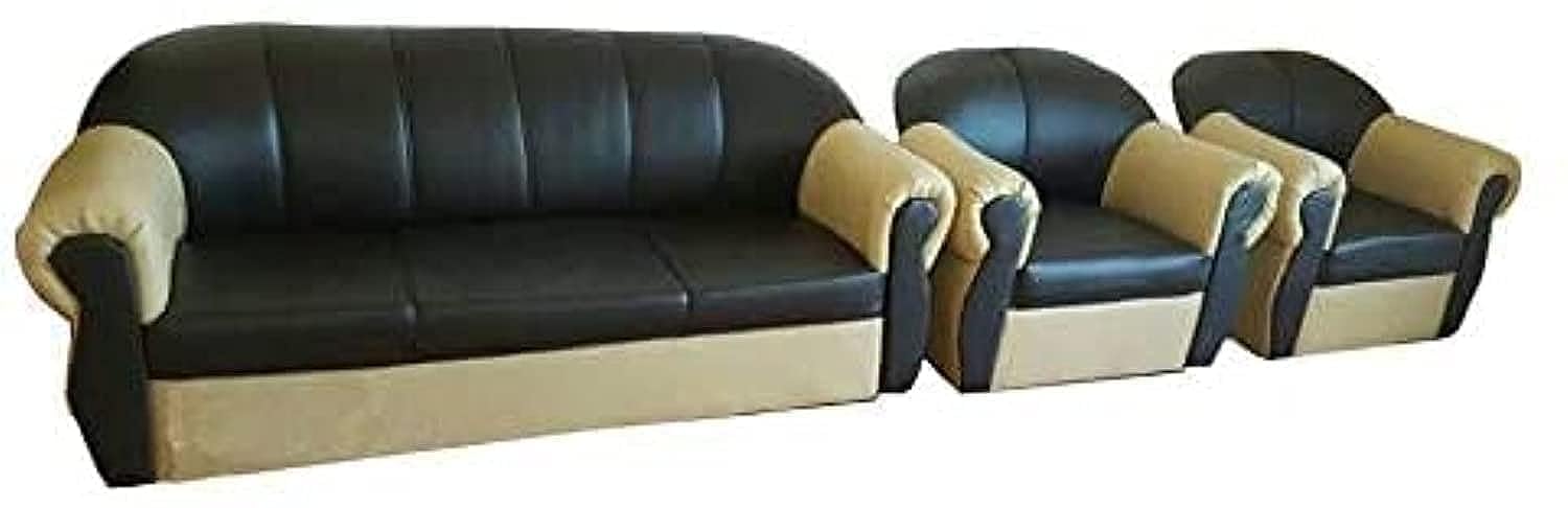 MB_FURNITURE 3 Pieces Modern Living Room Sofa Set - Brown/Soothing Cream