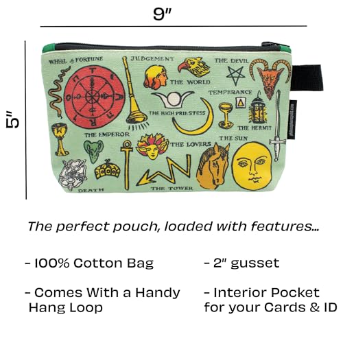 The Unemployed Philosophers Guild Tarot Bag - 9" Canvas Cartomancy Themed Zipper Pouch for Pencils, Tools, Cosmetics, Toiletries and More4
