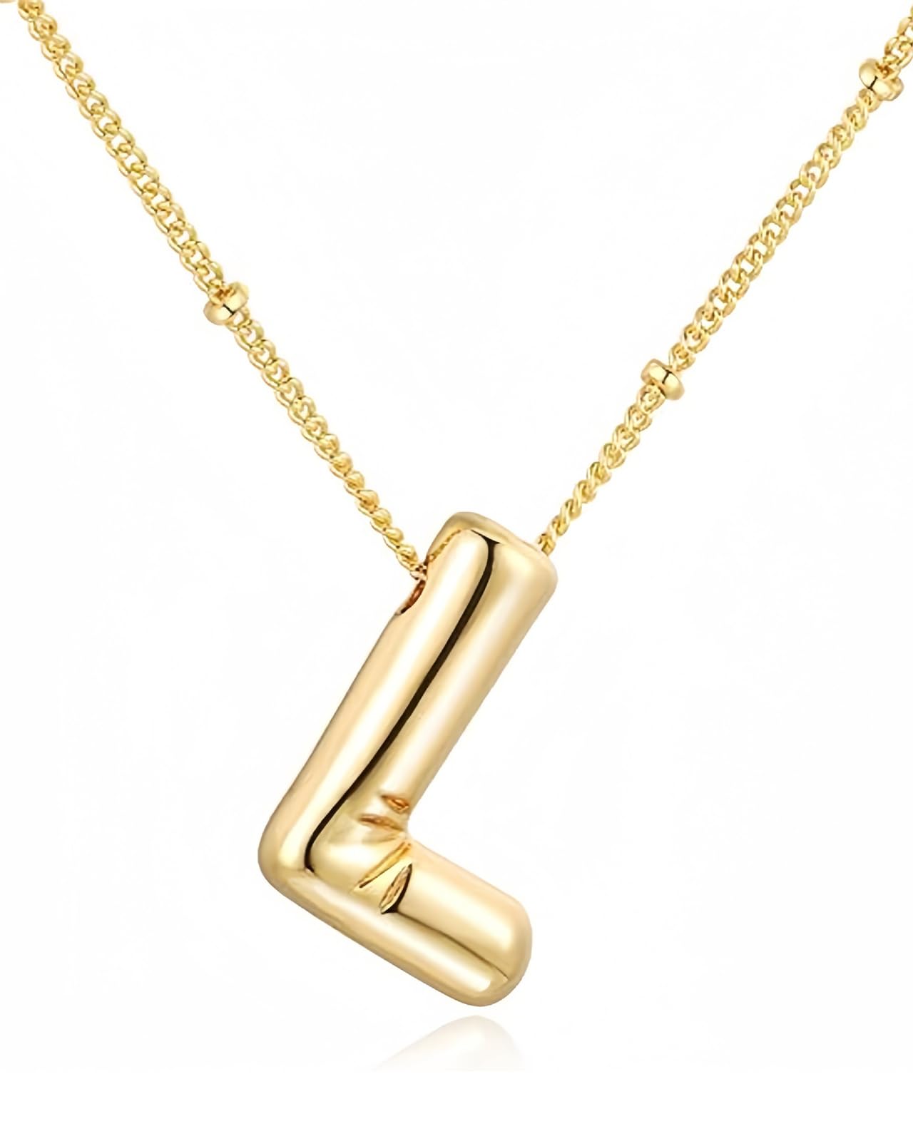 Chunyee Bubble Letter Necklace - 18k Gold Initial Necklaces for Women, Dainty Letter Necklace With Gift Package, Ideal Jewelry Gifts
