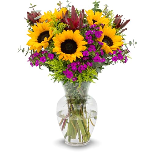 Stargazer Barn - Wildflower Bouquet (Includes Glass Vase) - Next Day Fresh Flower Delivery - Gift...