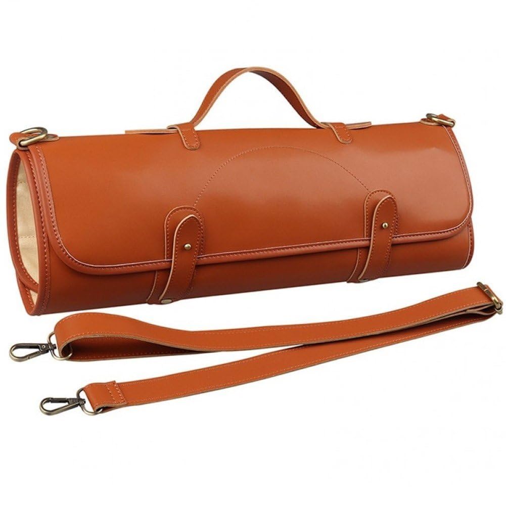 Bolsa Enrollable para Cuchillos De Chef, Estuche De Transporte para Cuchillos De Cuero con 10 Bolsillos, Bolsa Enrollable Multifunción para Cocina, Viajes Y Acampadas