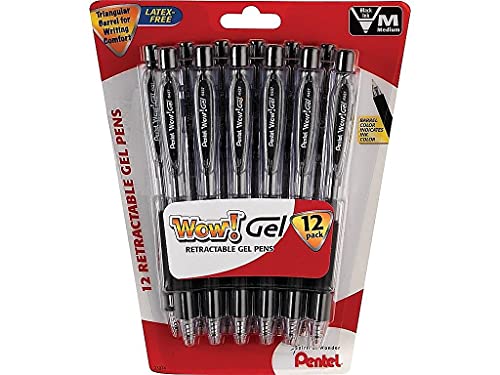 Bolígrafo Gel Retráctil Pentel 0.7mm Línea Media Pack 12 Negro