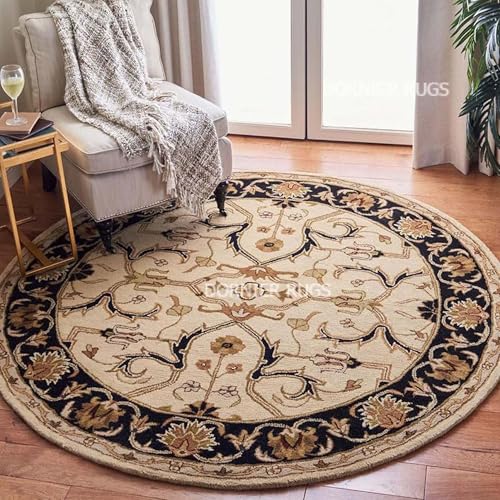 Image of 7x9 Ft Hand-Tufted Wool Rug - Classic Thick Carpet for Cozy Living Rooms & Master Bedrooms