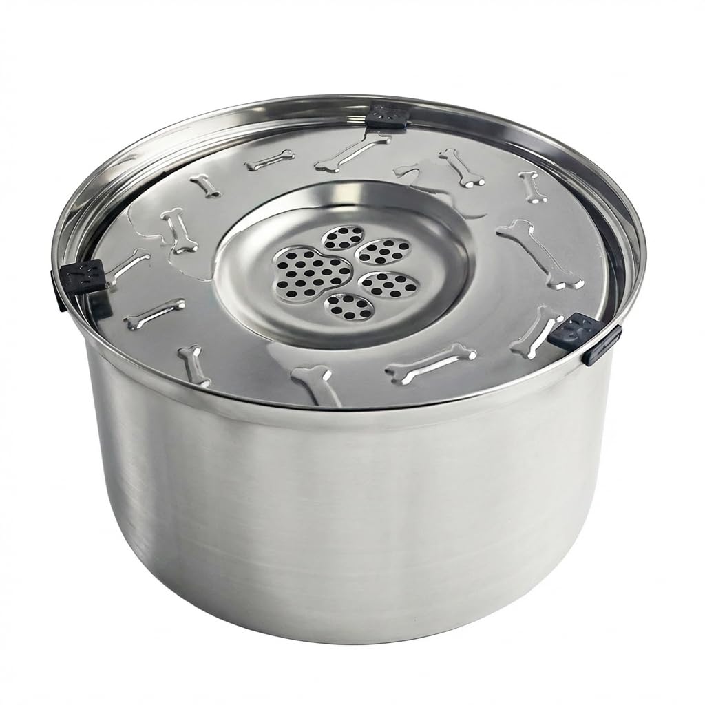 CAISHOW 3.3L/116oz Large Capacity Dog Water Bowl Stainless Steel No Spill Dog Bowls Slow Drinking Dog Water Feeder Dispenser