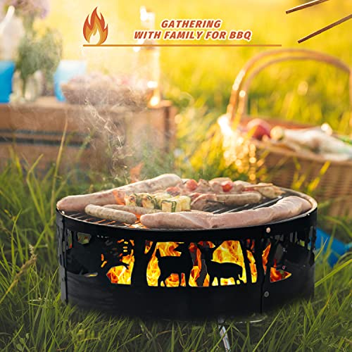 Okayes Fire Pit Ring, Bonfire Ring, Fire Ring Outdoor, Campfire Ring Outdoor, Camping Fire Pit Ring, Fire Ring For Outside Fire Pit, Fire Pit Ring 36 Inch X 12 Inch, Portable Fire Ring For Camping #TOP4