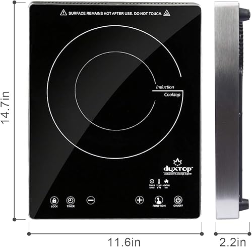 Miniatura 10 de Duxtop Cocina de inducción portátil quemador de encimera de 1800 W con carcasa de acero inoxidable E200A sartén negra y profesional de acero