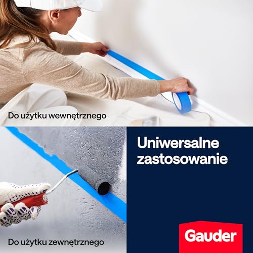 GAUDER Taśma Maskująca do Malowania - Ochronna Taśma Washi do Remontu, Dekoracji i Projektów DIY - Łatwe Usuwanie bez Pozostałości (3 Rolki - 24 mm x 50 m)
