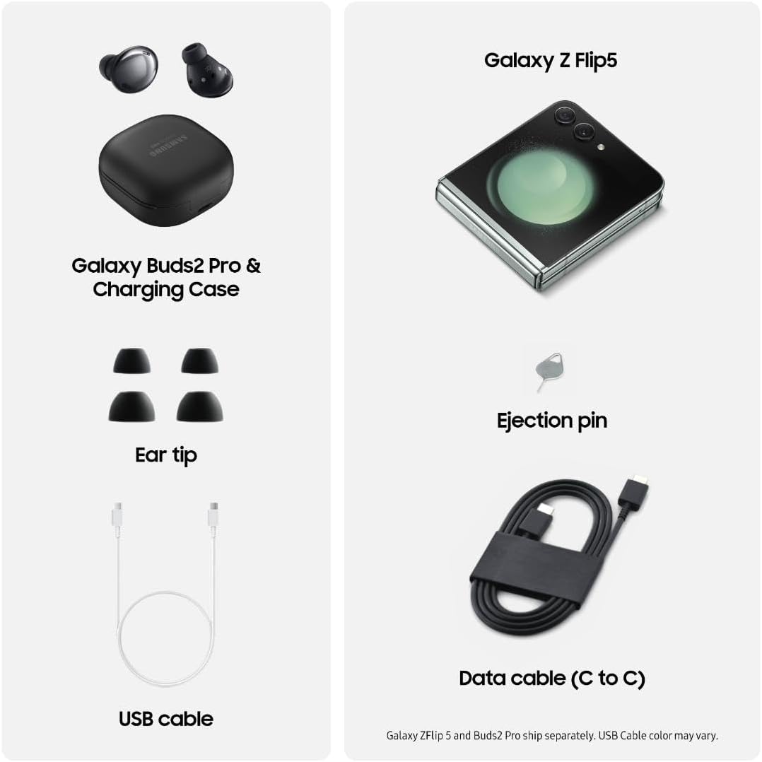 SAMSUNG Z Flip 5 Cell Phone (Graphite) + $149.99 Buds 2 Pro (Graphite) 256GB Unlocked Android Smartphone w/Foldable, Compact Design, 12MP Camera, True Wireless Bluetooth Earbuds w/ANC, US Version