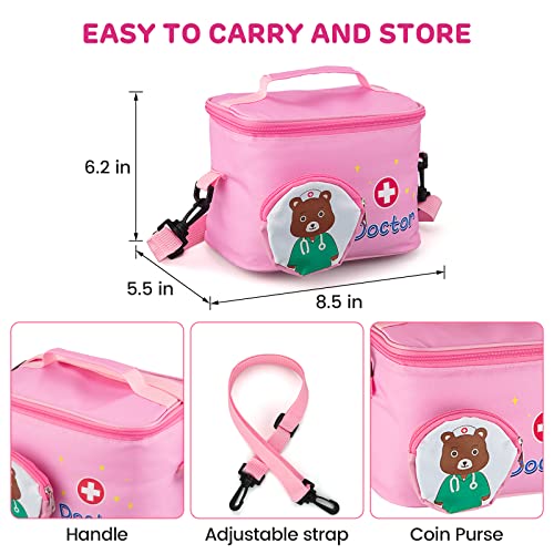 Doctor Kit For Kids, 31-Piece Kids Doctor Playset With Roleplay Costume & Carry Case, Toddler Pretend Play Doctor Set, Birthday Gift For 3 4 5 6 Year Old Girl #TOP6