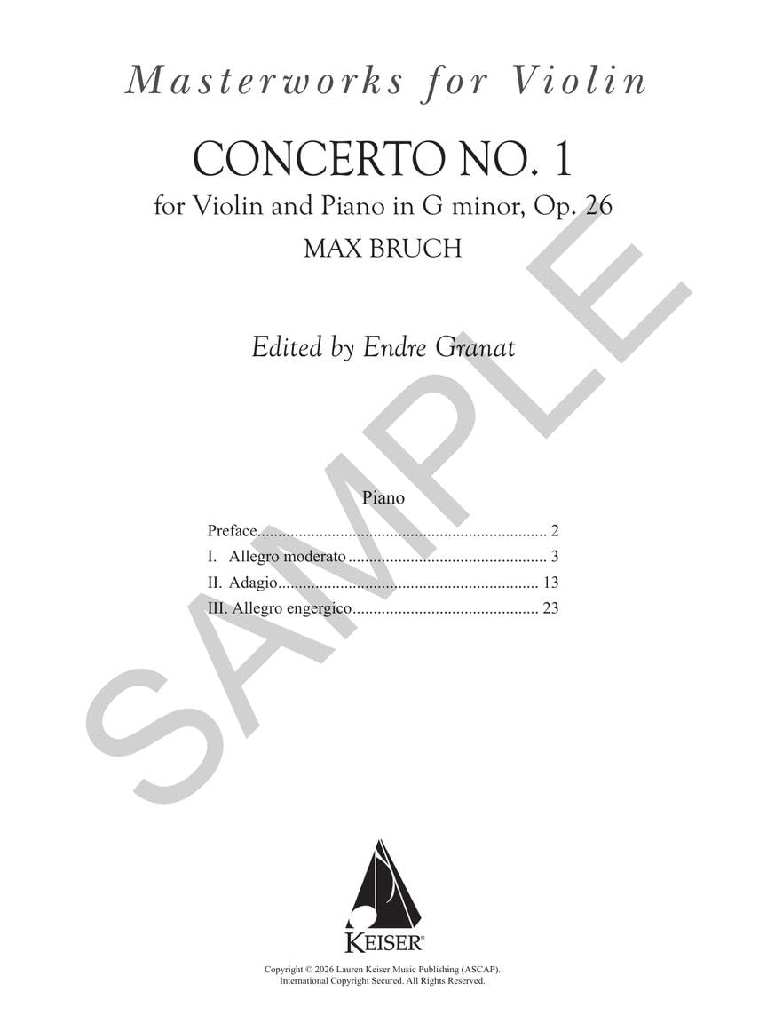 Violin Concerto No. 1 in G Minor: Violin and Piano