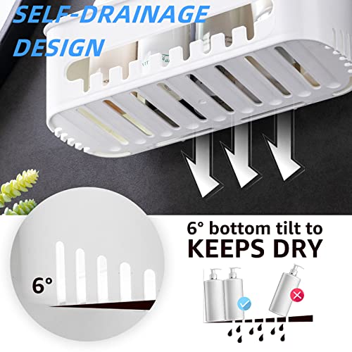 Velmade Shower Caddy, Shower Shelves 5 Pack, Suction Cup Shower Caddy With 4 Strong Suction Cup Hooks, No Drilling Shower Organizer With Large Capacity, Heavy Duty Wall Mounted Removable, White #TOP3