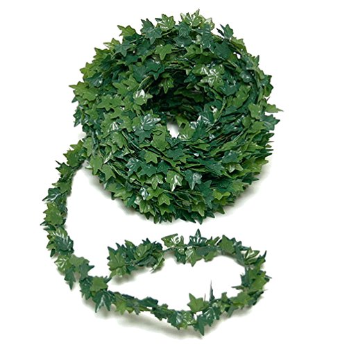 Mini hojas - Guirnalda Hiedra Artificial, hiedra 2 de tono verde, 7,5 metros con alambre Cover
