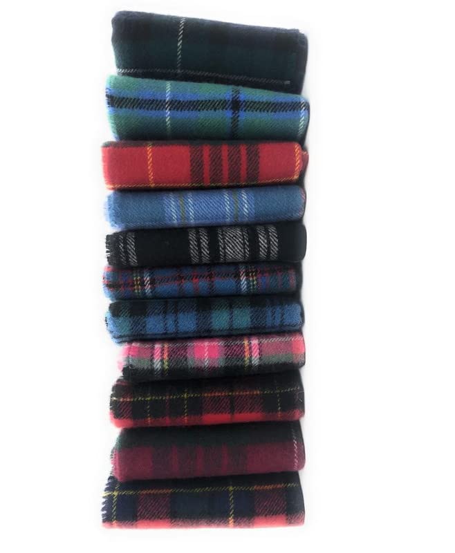 BRAW CLANS TARTANS100% Smooth Lambswool Tartan scarf made in Scotland - 180x25CM - Spring collection Extra Long Scarves - Gift