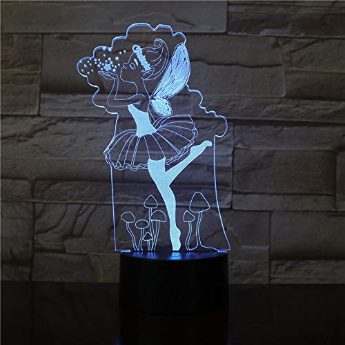 Preisvergleich Produktbild 3D-Lampe Hübscher Preis für Mädchen Nachtlicht Mehrfarbige LED-Nachtlichtlampe betrieben FFFZDCKAY