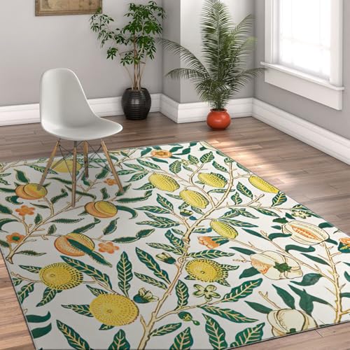 Tapis William Morris Lemon 180x270 cm grand format vintage pour salon chic