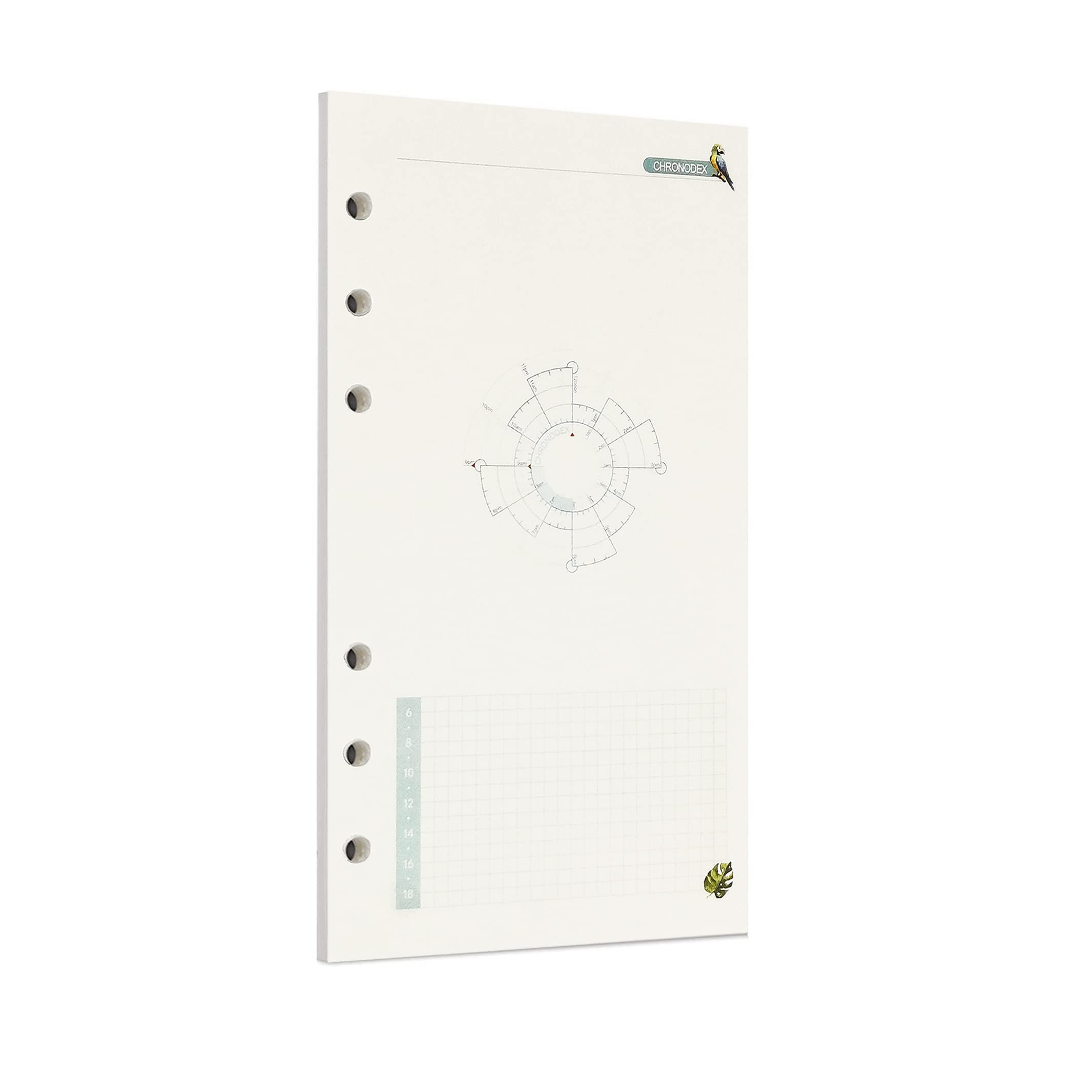 Zelten 45 Sheets 90 Pages Colorful Loose Leaf Punched Paper Refills Paper for 6 Hole Binder Personal Organizer Diary Notebook Refillable Planner (A6, Rainforest Time Chart)-image-25