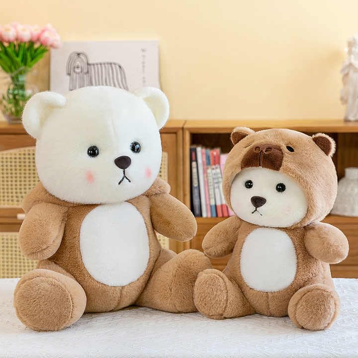 Image of Capybara Teddy Bear Huggable Capy bara Soft Toy with Removable hat Hoodie Plush Toys for Kids & Babies Cuddly Animal Stuffed Huggable Gifts for Toddlers Boys & Girls 35CM