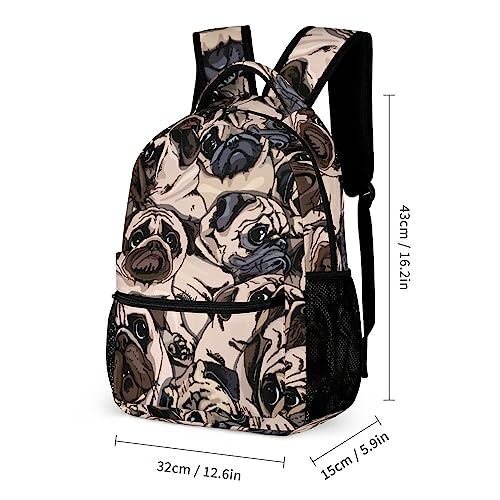 Niapessel Kids Backpack for School, Funny Pug Dog Pattern Students Bookbags School Bags Girls Boys2