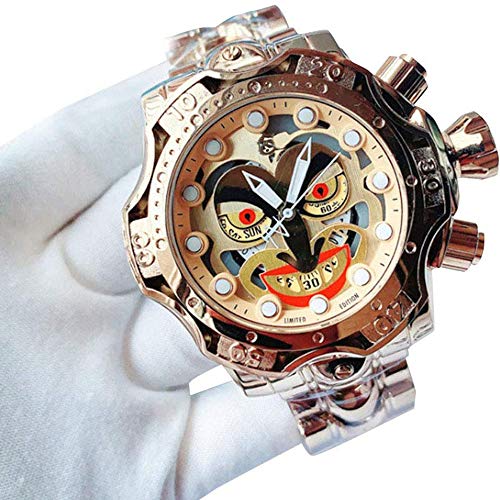 WHCQ Herrenuhr, Multifunktionsherren Alloy Shell-Uhr-Quarz Gold-Joker Dial buntes Armband Watchs,05 Cover
