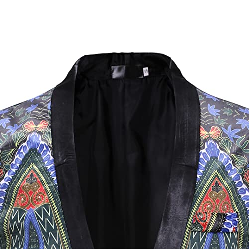 Men African Style Print Vintage Suit Jacket Ethnic Style One Button Blazer3