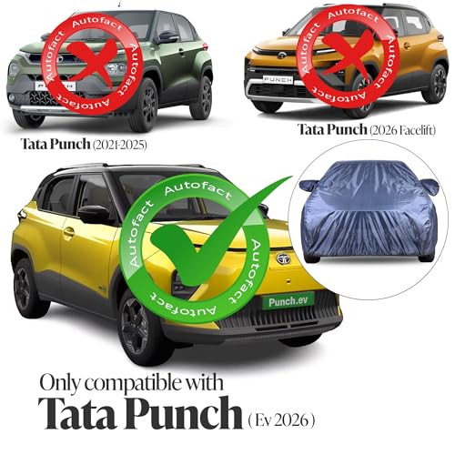 Image of Autofact Premium Car Cover for Punch EV 2026 | All Weather Water-Resistant Full Body Car Cover | Light-Weight Triple-Stitched Outdoor Shield with UV Protection, Dustproof & Heat-Resistant