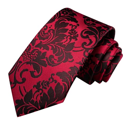 Image of Hi-Tie Silk Ties for Men Plaid Paisley Striped Necktie Pocket Square Cufflinks Set Formal Business