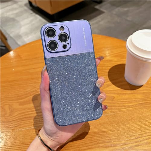Étui de téléphone violet clair paillettes en métal luxe pour iPhone