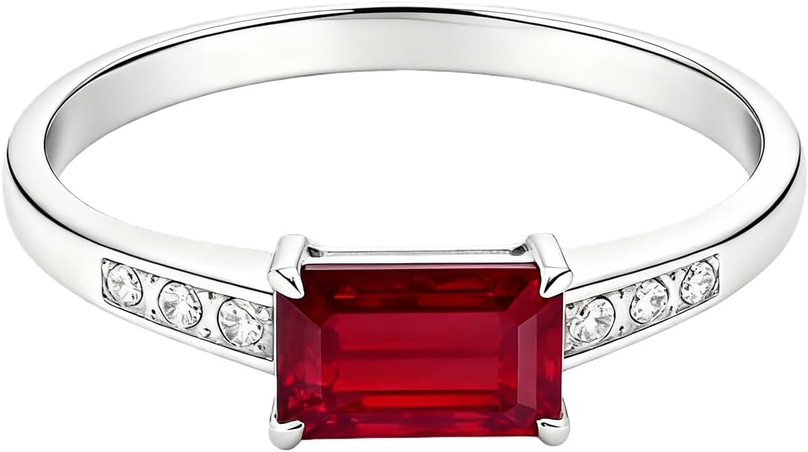 10K 14K 18K Gold Baguette Cut Gemstone Ring for Women with Moissanites/Diamonds,Rectangle Gemstone Wedding Statement Ring - Image 4