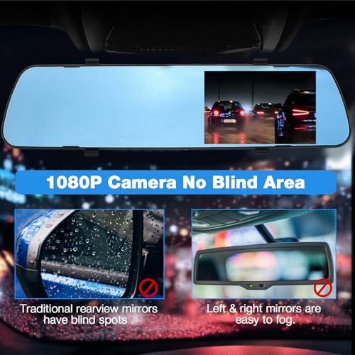 Cámara de salpicadero espejo retrovisor para grabación frontal y trasera compatible múltiple 3
