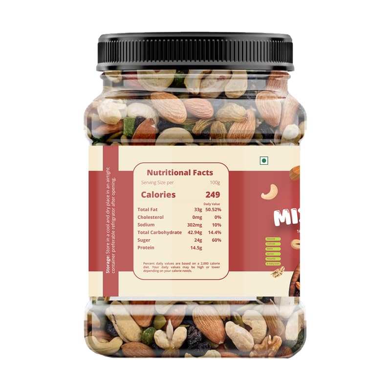 HighFresh Rozana Premium Mixed Dry Fruits 1000GM | Healthy Trail Mix and Seed Panchmeva | Walnut, Almond, Cashews, Mix Fruits, Dates, Black & Green Raisins, Sunflower, Pumpkin Seeds - Image 7 thumbnail