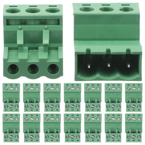 Borniers à vis double rangée verts pour raccordement de circuit électrique et terre x20