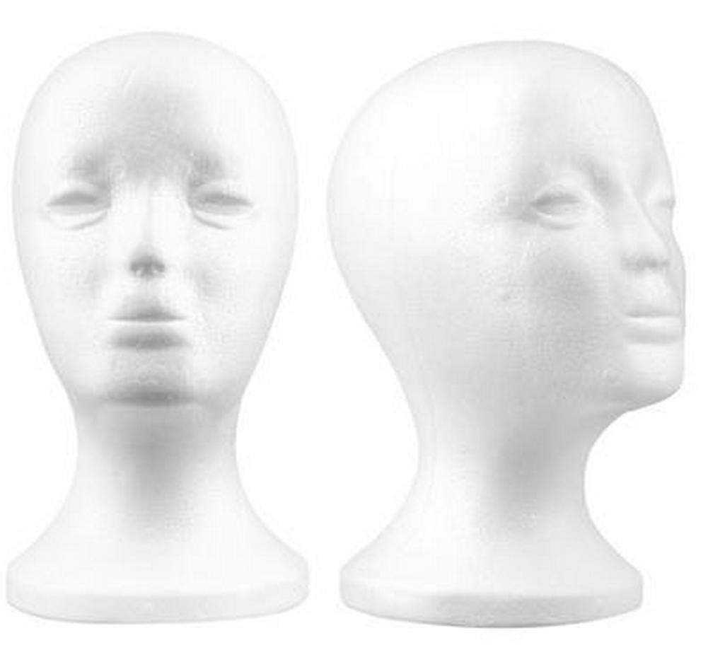 1 pz Espositore TESTA DONNA BIANCA POLISTIROLO cappello parrucca casco