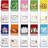 FuWeave 20 Pcs Holiday Kitchen Towels Seasonal Decorative Hand Towels Set Christmas Dish Cloths Winter Valentine's Day 16 x 24 Colorful Wash Cloths with Hanging Loop(Fresh)