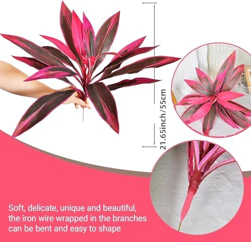Artificial Tropical Plant UV Resistant Large Faux Plants Outdoor Fake Boston Ferns Potted Plants Realistic Agave Plastic Hostas Greenery Patio Outside Shrubs Flower Grass Front Porch Decor (2, Purple) — view 2