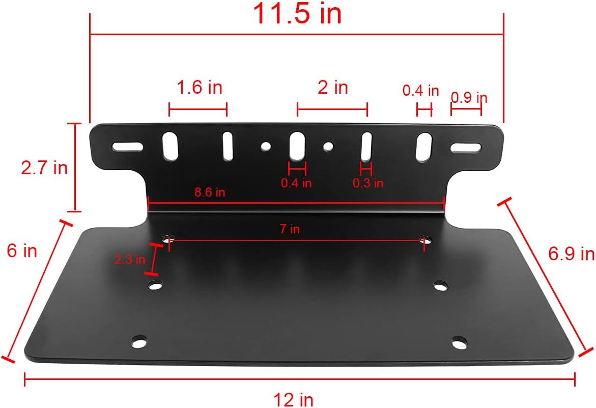 Universal Front License Plate Mounting Bracket Steel for 3" 6" 7" 12" 17" 20" LED Light Bar Spot Lights for Pickups, 4x4, Off-Road, Most Trucks
