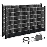 Sunbooster Vertical+ Zaun-Balkonkraftwerk 2,5m – bifaziale PV-Sichtschutzstreifen für Doppelstabmattenzaun, 936Wp, Komplettset mit Mikrowechselrichter 800W und 10m Schuko – steckerfertig, erweiterbar