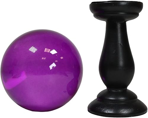 Miniatura 2 de Ebros Gift Small Wicca Occult Witchcraft Paranormal Witch Scrying Crystal Glass Gazing Ball On Stand Figurine 7.5" H Wiccan Decor Halloween Macabre