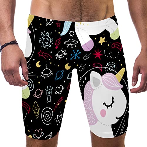 Bañador de pierna cuadrada para hombre con estampado de unicornio negro en talla XL galaxia