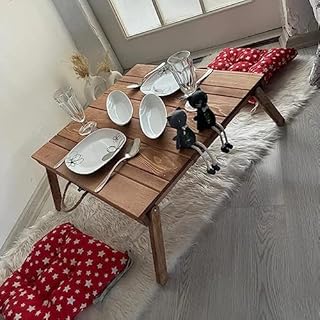 Handmade table(17x33ınc h13) boho table,Handmade Folding Wooden Table, low foldable table,low table, boho picnic table,large garden table (Walnut)