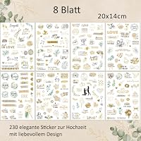 230 Sticker Hochzeit Gästebuch, Vintage Aufkleber Hochzeit – Ansicht 5